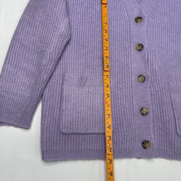 Billabong Cardigan Women’s Purple Oversized Knit V-Neck Button Front Sweater - Picture 5 of 9